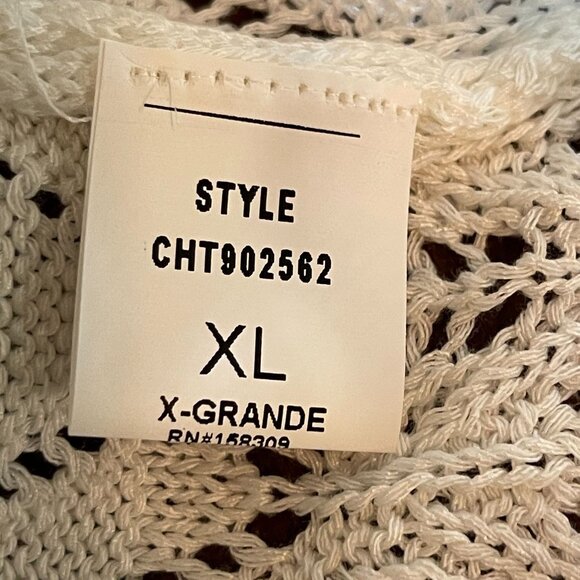 Melody Womens White Long Sleeve Knit Crochet Sweater XL‎  Pullover - Picture 3 of 13